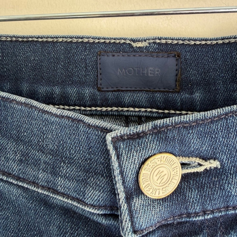 MOTHER Denim Mini Skirt Size 27 Blue Distressed Frayed Hem - Picture 3 of 8